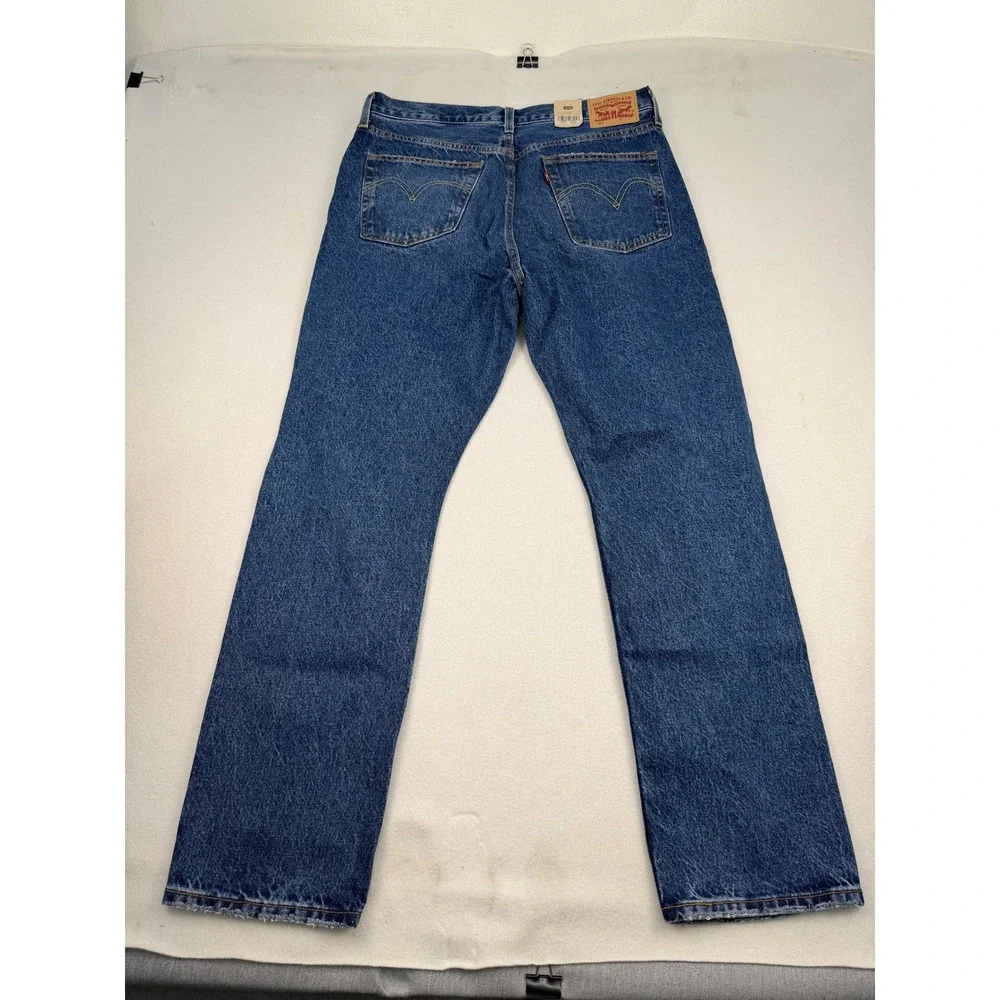 Levis 501 Original Fit Mens 31x30 Blue Distressed Straight Leg Jeans 00501-3249